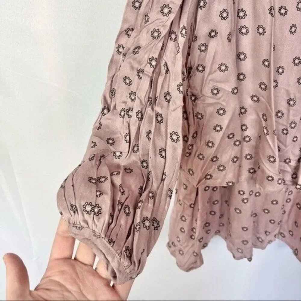 Free People Mauve Taupe Beck Long Sleeve Mini Tunic Dress Xs View 4